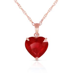 ALARRI 14K Solid Rose Gold Necklace w/ Natural 10mm Heart Ruby