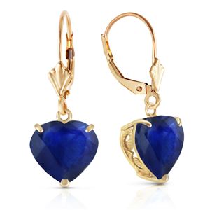 ALARRI 14K Solid Gold Leverback Earrings Natural 10mm Heart Sapphires