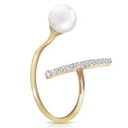ALARRI 14K Solid Gold Ring w/ Natural Diamonds & Pearl
