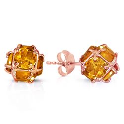 ALARRI 14K Solid Rose Gold Stud Earrings w/ Natural Citrines