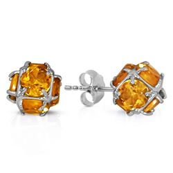 ALARRI 14K Solid White Gold Stud Earrings w/ Natural Citrines