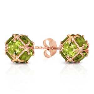 ALARRI 14K Solid Rose Gold Stud Earrings w/ Natural Peridots