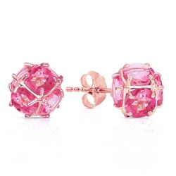 ALARRI 14K Solid Rose Gold Stud Earrings w/ Natural Pink Topaz