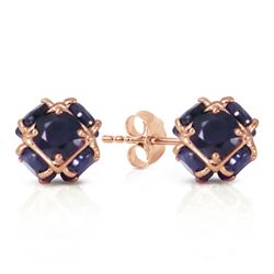 ALARRI 14K Solid Rose Gold Stud Earrings w/ Natural Sapphires