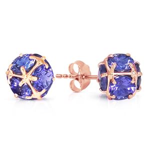 ALARRI 14K Solid Rose Gold Stud Earrings w/ Natural Tanzanites