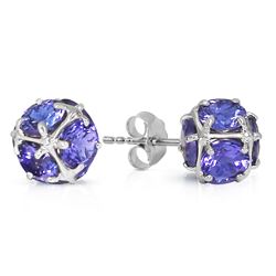 ALARRI 14K Solid White Gold Stud Earrings w/ Natural Tanzanites