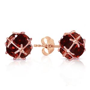 ALARRI 14K Solid Rose Gold Stud Earrings w/ Natural Garnets