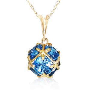 ALARRI 14K Solid Gold Necklace w/ Natural Blue Topaz