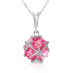 ALARRI 14K Solid White Gold Necklace w/ Natural Pink Topaz
