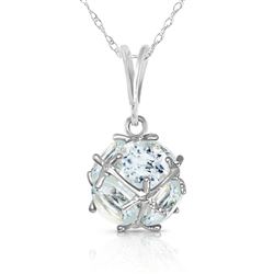 ALARRI 14K Solid White Gold Necklace with Natural Aquamarines