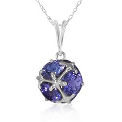 ALARRI 14K Solid White Gold Necklace w/ Natural Tanzanites