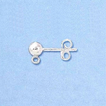 Sterling Silver Earring - Ball Post 4mm w/ backing
