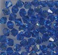 Swarovski 4mm 5301/5328 Bicone - Capri Blue AB Color