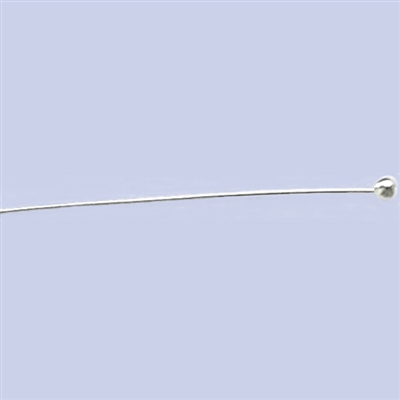 Sterling Silver Headpin - 3mm Ball End 3 inch #21 Gauge