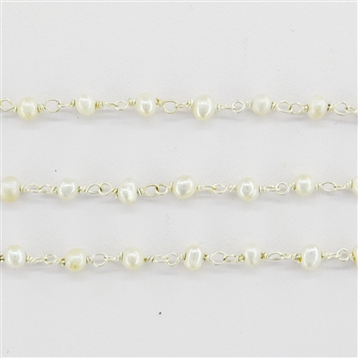 Sterling Silver Chain w/Pearl 3-4mm