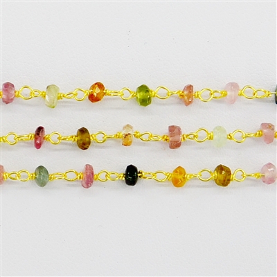 Vermeil Chain w/Tourmaline stone 3-4mm