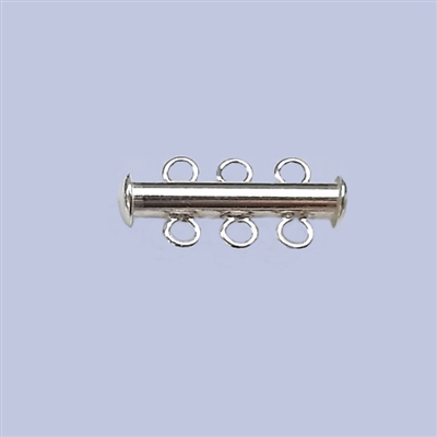 Sterling Silver Tube Clasp - 3 Row 22mm