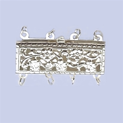 Sterling Silver Filigree - Large Rectangle Clasp - 4 row