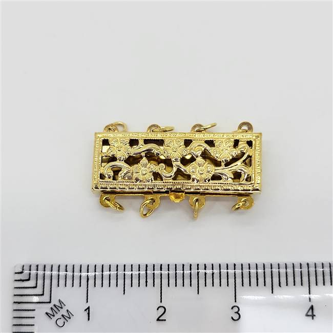 14k Gold Filled Clasp - Filligree Rectangle 4 Row