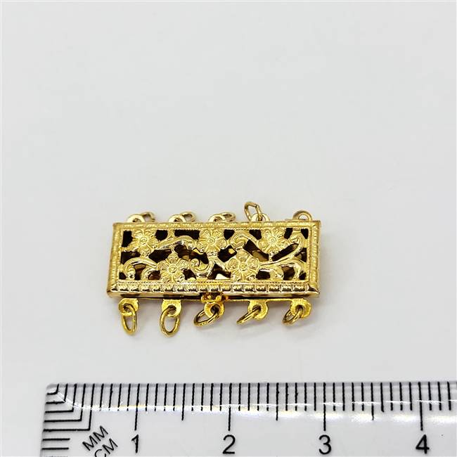 14k Gold Filled Clasp - Filligree Rectangle 5 Row