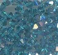 Swarovski 4mm 5301/5328 Bicone - Blue Zircon AB Color