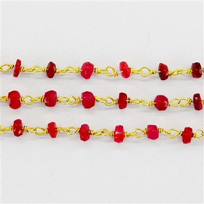 Vermeil Chain w/Dyed Ruby stone 3-4mm