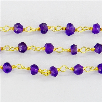 Vermeil Chain w/Amethyst stone 3-4mm