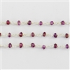 Sterling Silver Chain w/Rhodolite Garnet stone 3-4mm