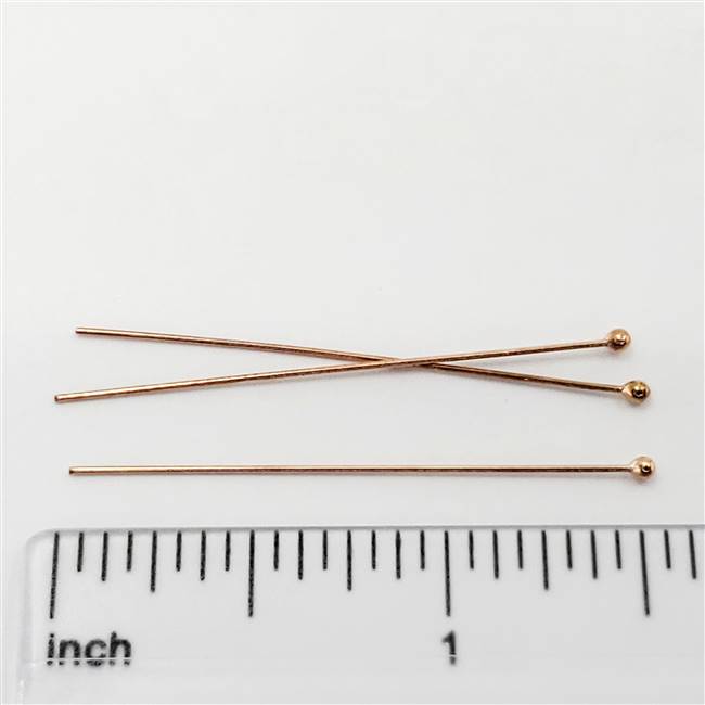 Rose Gold Filled Headpin - Ball End 1 inch #24 Gauge