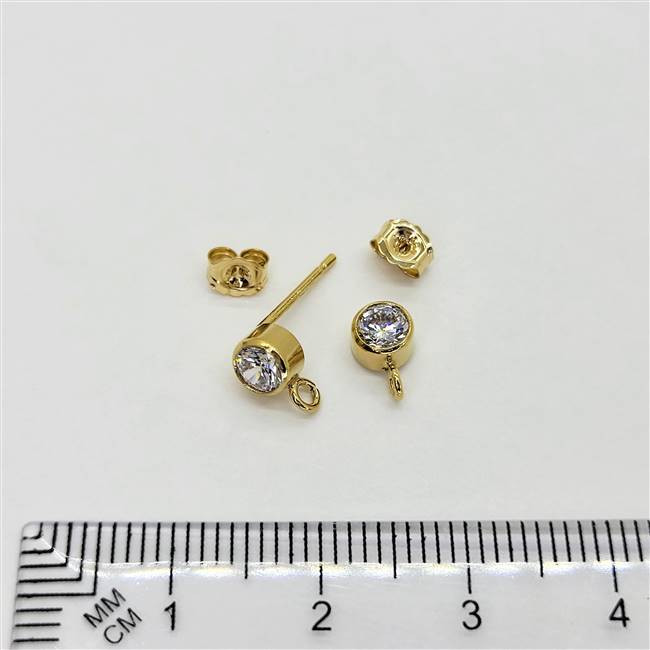 14k Gold Filled Earring - Post 4mm CZ w/ring