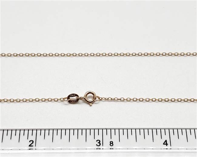 Rose Gold Plate over Sterling 1.3mm Cable Chain 1020A. 16 Inch