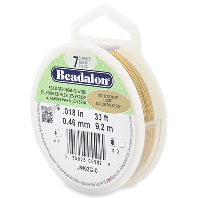 7 Strand .018" Gold Plated Beadalon Beading Wire 30 Foot Spool 