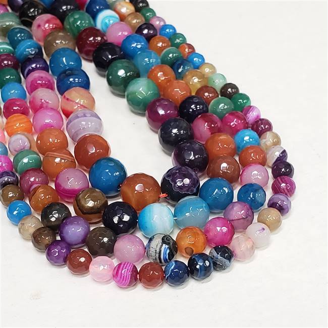 Faceted Mixed Agate 8mm