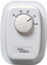 White Rodgers 1G65-641 Line Voltage Mechanical Bimetal, SPST, Open on Rise, No Thermometer, Wallplate Included (White)