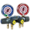 Yellow Jacket 49902 Manifold only w/ 3-1/8" Vacuum Port, R/B Gauges, Psi, R-12/22/502 - Â°F