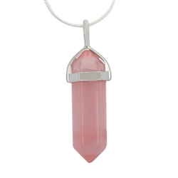 Cherry Quartz Healing Point Reiki Chakra Gemstone Necklace