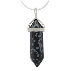 Snowflake Obsidian Healing Point Reiki Chakra Gemstone Necklace