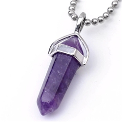 Amethyst Healing Point Reiki Chakra Gemstone Necklace