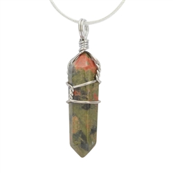 Unakite Healing Point Reiki Chakra Gemstone Necklace