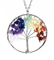 Natural Tree of Life Chakra Gemstone Pendant Necklace