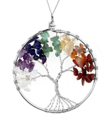 Natural Tree of Life Chakra Gemstone Pendant Necklace