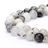 Natural Black Quartz Rutilated Gemstone Beads