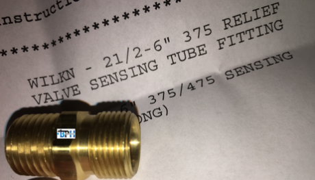 375/475 SERIES RELIEF VALVE SENSING TUBE FITTING