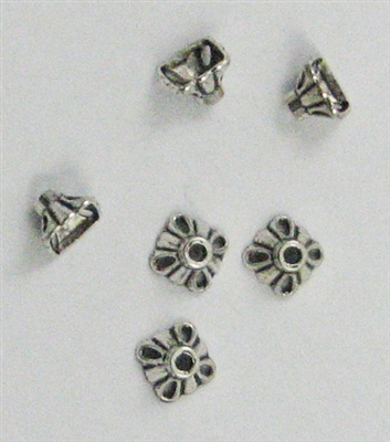 Antique Silver 8x5mm Pyramid Bead Caps 30pc
