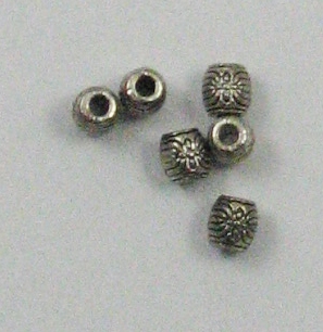 Antique Silver 6mm Barrel Beads 12pc