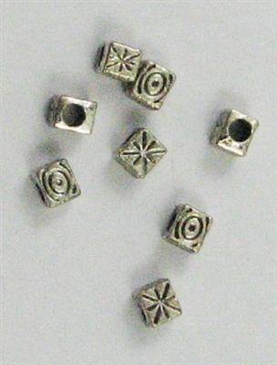 Antique Silver 5mm Square Beads 20pc
