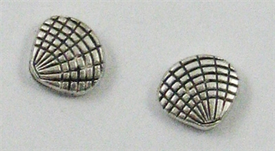 Antique Silver 14x13mm Shell Coin Bead 4pc