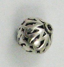Antique Sterling Silver 15mm Round Pierced Beads 1pc