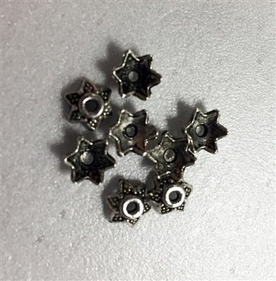 Antique Silver 6mm Leaf Beadcap - 8 pieces