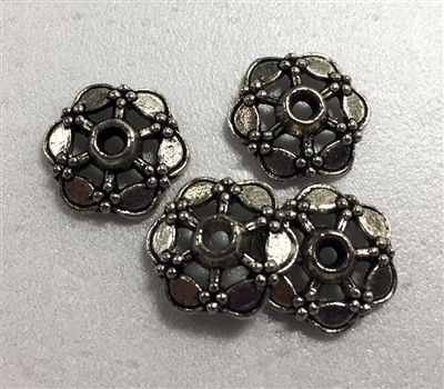 Antique Silver 14mm Wedge Beadcap - 4 pieces